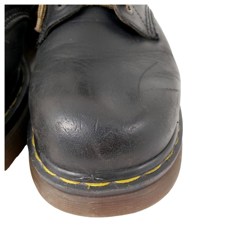 DR. MARTENS Vintage 90s Made in England Black Leather Combat Boots Men's 9 - Picture 7 of 12